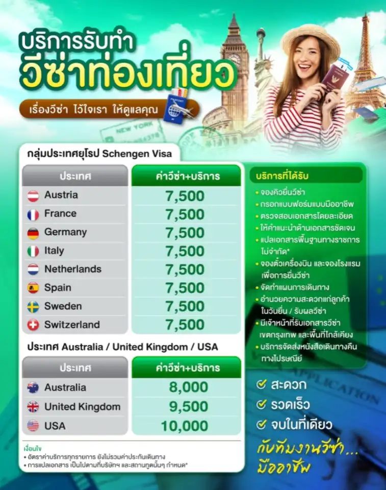 บริการยื่นวีซ่าท่องเที่ยว